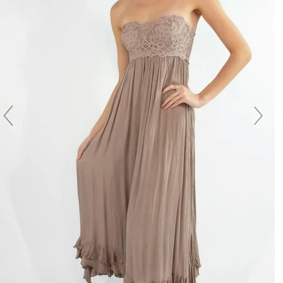 Strapless corset dress Free People white boho dress maxi dress open back - Picture 14 of 16